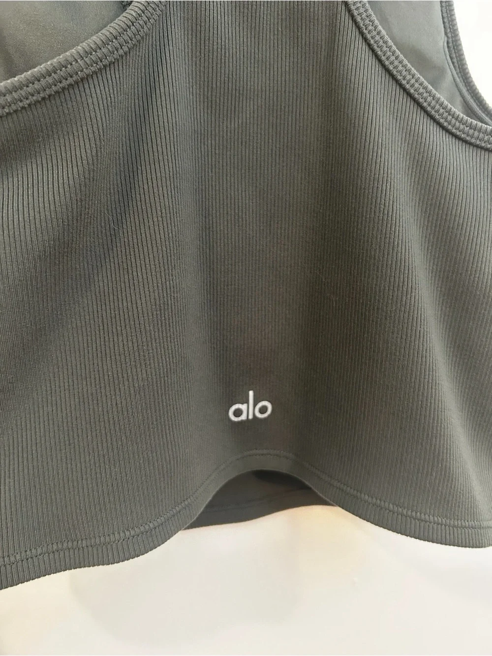 ALO Yoga Ribbed V-Neck Racerback Crop Tank - Olive